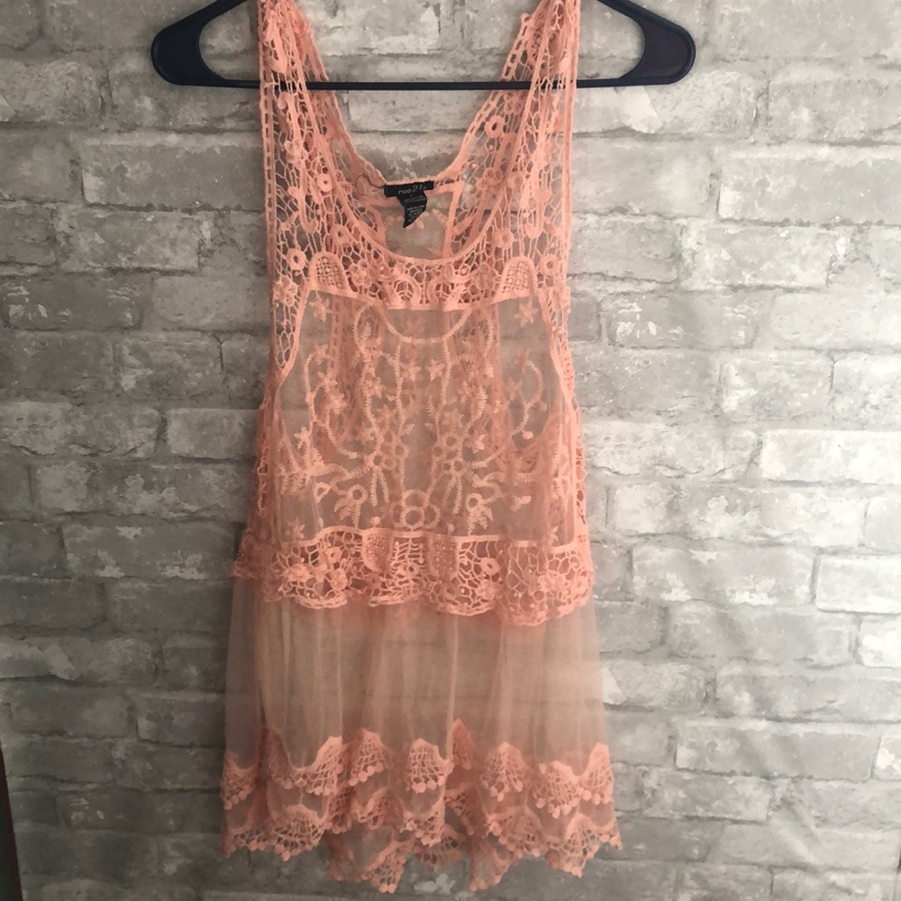 Sheer floral tank top